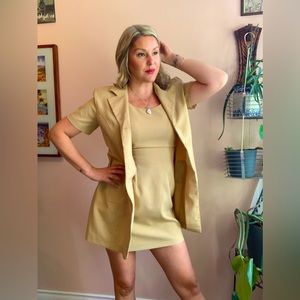 Vintage Tan 2 Piece 'Jessica' Mini Dress & Jacket Set